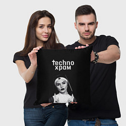 Подушка квадратная Techno храм монашка демон, цвет: 3D-принт — фото 2