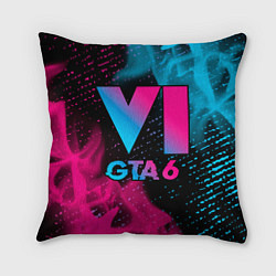 Подушка квадратная GTA 6 - neon gradient, цвет: 3D-принт