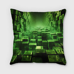 Подушка квадратная Зеленые квадраты в лабиринте, цвет: 3D-принт