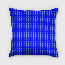 Подушка квадратная Синий полосы в цветочек, цвет: 3D-принт