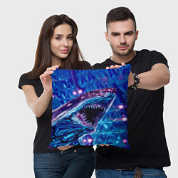 Подушка квадратная Фиолетовая акула, цвет: 3D-принт — фото 2