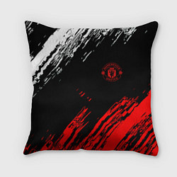 Подушка квадратная ФК Манчестер Юнайтед спортивные краски, цвет: 3D-принт