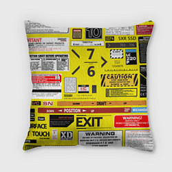 Подушка квадратная Предупреждающие знаки, цвет: 3D-принт