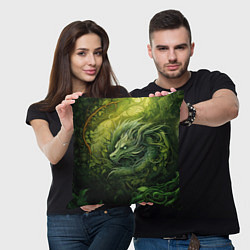 Подушка квадратная Зеленый лесной дракон 2024, цвет: 3D-принт — фото 2
