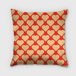 Подушка квадратная Охристые сердца, цвет: 3D-принт