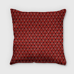 Подушка квадратная Красные и чёрные треугольники