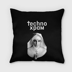 Подушка квадратная Techno храм монашка держит крестик