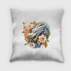 Подушка квадратная Китайский дракон в цветах сакуры