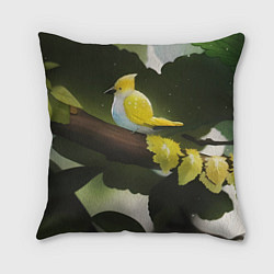 Подушка квадратная Маленькая жёлтая птица на дереве