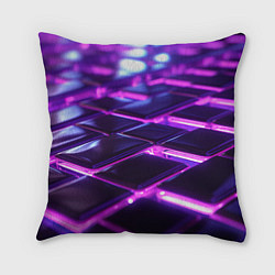 Подушка квадратная Фиолетовая неоновая плитка, цвет: 3D-принт
