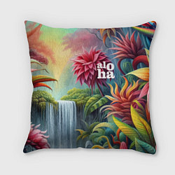 Подушка квадратная Гавайские тропические цветы - алоха