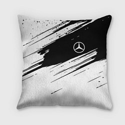 Подушка квадратная Mercedes benz краски чернобелая геометрия