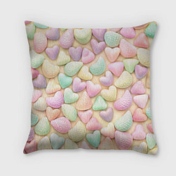 Подушка квадратная Сердечки розовые конфетки