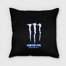 Подушка квадратная Monster energy голубой, цвет: 3D-принт