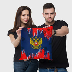 Подушка квадратная Россия краски герб, цвет: 3D-принт — фото 2