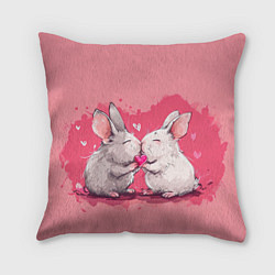 Подушка квадратная Милые влюбленные кролики, цвет: 3D-принт