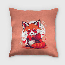 Подушка квадратная Рыжая лисичка с сердцем, цвет: 3D-принт