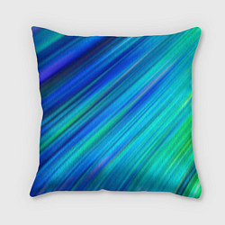 Подушка квадратная Неоновые синие лучи, цвет: 3D-принт