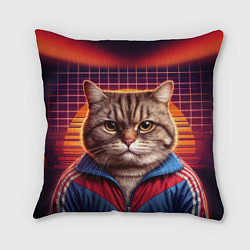 Подушка квадратная Полосатый кот в спортивном костюме
