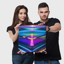 Подушка квадратная Неоновые линии платформы, цвет: 3D-принт — фото 2