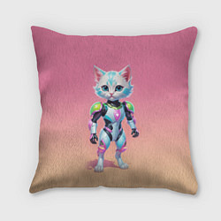 Подушка квадратная Funny kitten - cyberpunk