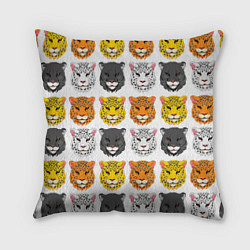 Подушка квадратная Дикие цветные кошки, цвет: 3D-принт