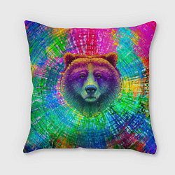 Подушка квадратная Цветной медведь, цвет: 3D-принт
