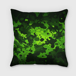 Подушка квадратная Яркий неоновый зеленый камуфляж