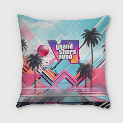 Подушка квадратная Gta 6 логотип в стиле vice city, цвет: 3D-принт