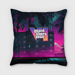 Подушка квадратная GTA 6 logo night Vice city