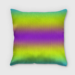 Подушка квадратная Неоновые салатовые и фиолетовые полосы