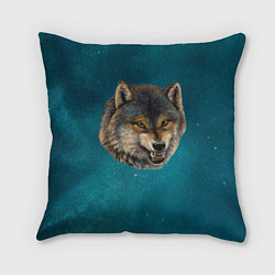Подушка квадратная Оскал волка, цвет: 3D-принт