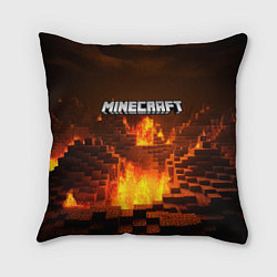 Подушка квадратная Огненный minecraft логотип, цвет: 3D-принт