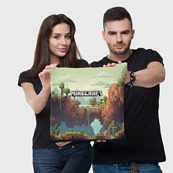 Подушка квадратная Minecraft logo квадратный мир, цвет: 3D-принт — фото 2