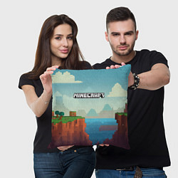Подушка квадратная Minecraft logo квадратный мир, цвет: 3D-принт — фото 2