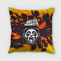 Подушка квадратная Arctic Monkeys рок панда и огонь