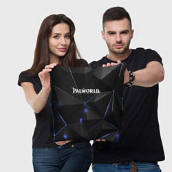 Подушка квадратная Palworld лого на черном стильном фоне, цвет: 3D-принт — фото 2