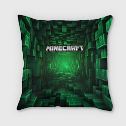 Подушка квадратная Minecraft logo зеленые плитки