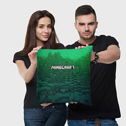 Подушка квадратная Minecraft logo green, цвет: 3D-принт — фото 2