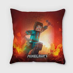 Подушка квадратная Персонаж Minecraft пробирается сквозь огонь, цвет: 3D-принт