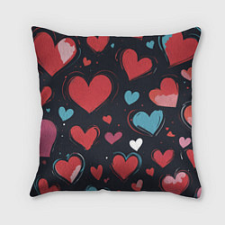 Подушка квадратная Сердечный паттерн, цвет: 3D-принт