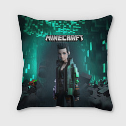 Подушка квадратная Minecraft cyberpunk green neon