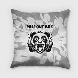 Подушка квадратная Fall Out Boy рок панда на светлом фоне
