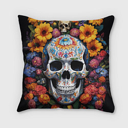 Подушка квадратная Bright colors and a skull, цвет: 3D-принт