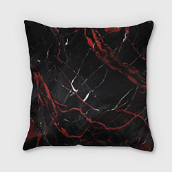 Подушка квадратная Черно-красный мрамор, цвет: 3D-принт