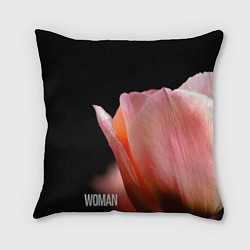 Подушка квадратная Тюльпан на чёрном - woman