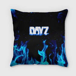 Подушка квадратная Dayz синий огонь лого
