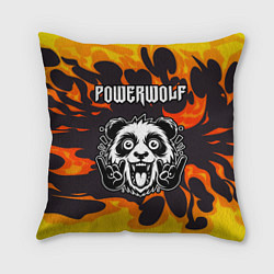 Подушка квадратная Powerwolf рок панда и огонь
