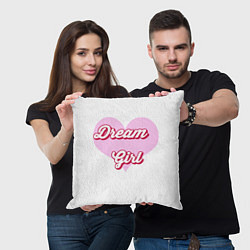 Подушка квадратная Девушка-мечта и розовое сердце, цвет: 3D-принт — фото 2
