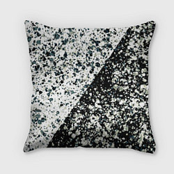Подушка квадратная Абстрактный чёрно-белый пятнистый, цвет: 3D-принт